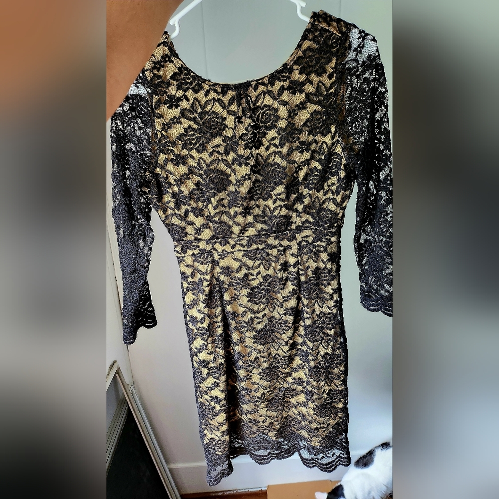 Gold & Black Lace Dress